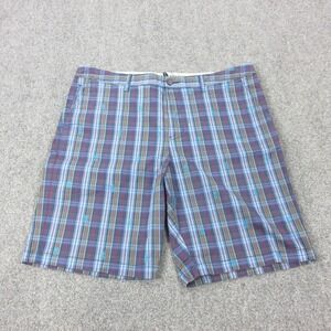Tommy Bahama Shorts Mens 40 Blue Plaid Pineapple Embroidered Stretch Chino